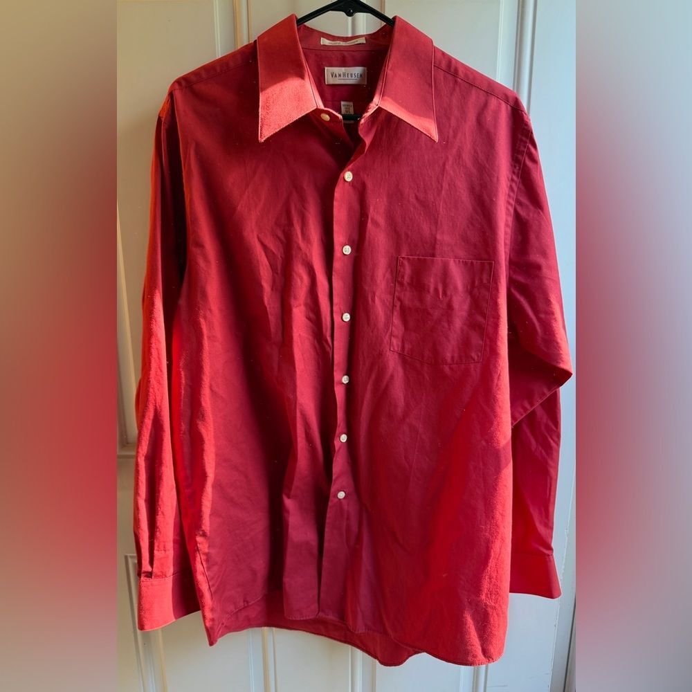 Van Heusen Long Sleeve Shirt Maroon Size 16 1/2 - 34/35